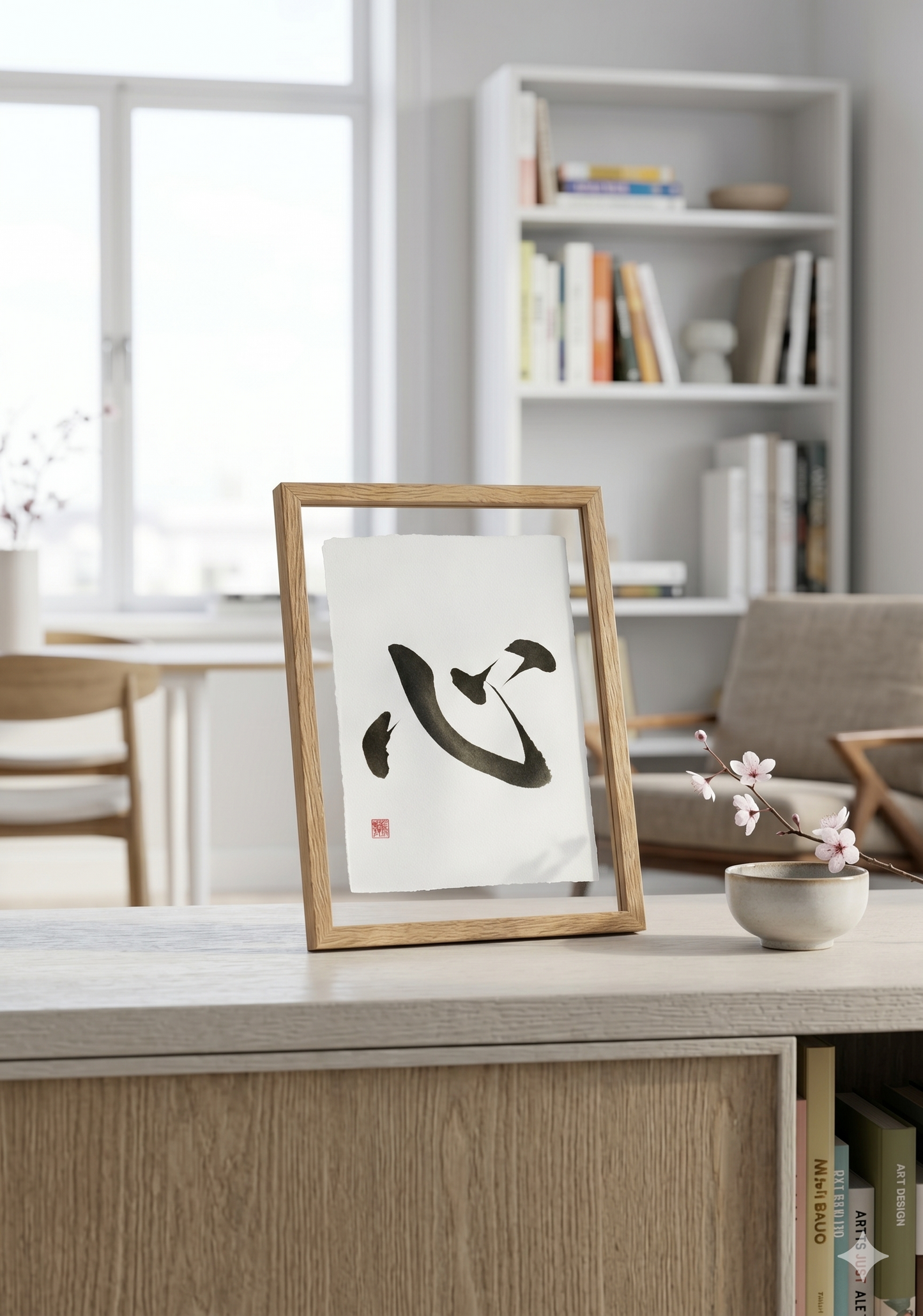 Original Calligraphy: Kokoro 心 (Heart)